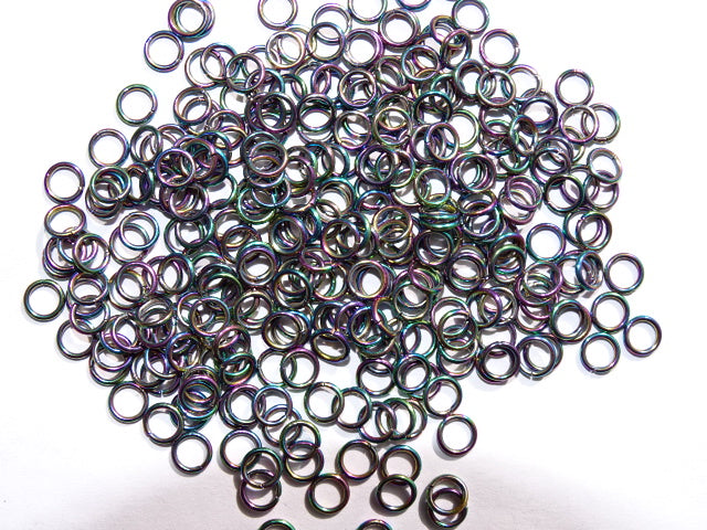 Stainless steel jump rings - 5mm - rainbow coloured 10pk