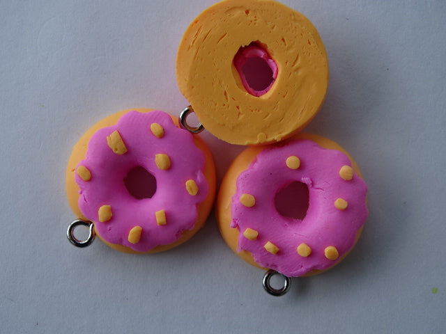'Pink Frosted Doughnut'   Polymer Clay Charm