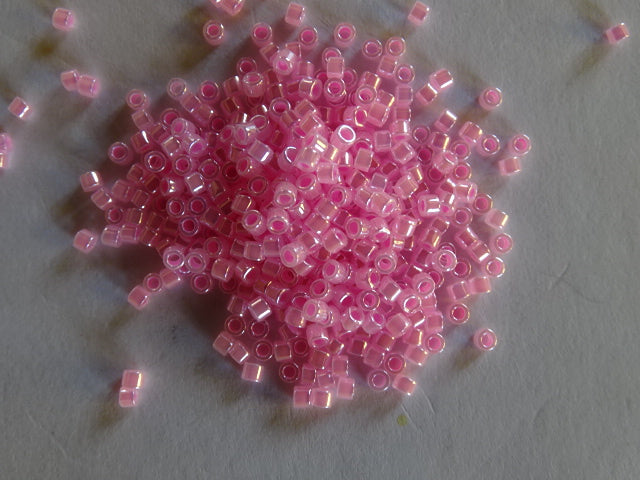Delica Beads Size 11 Lined Crystal Mid Pink