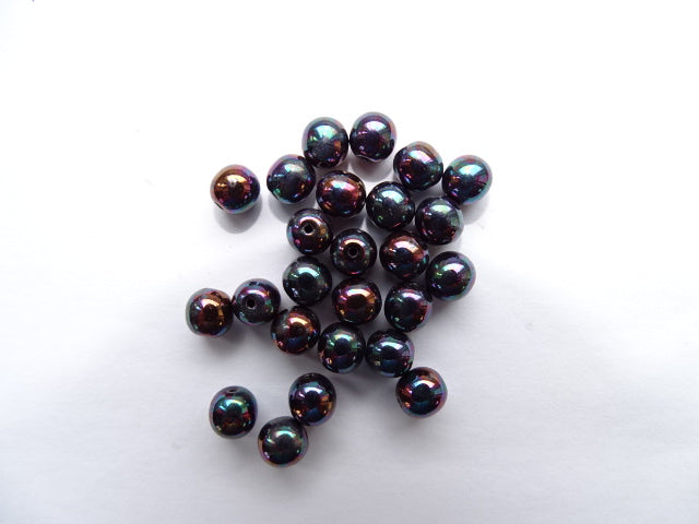 Czech Round Pressed Glass Beads Jet Nebula 6mm