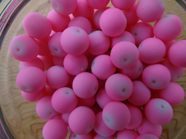 Sugar Pink 10mm Rubber Coated Glass Beads