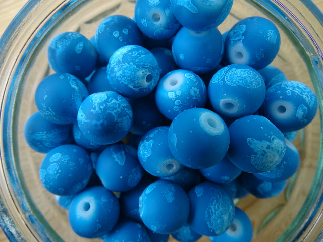 Galactic Azure Sea 12mm Rubber Coated Glass Beads