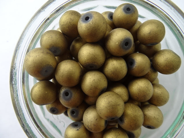 'Lunar Old Gold' 12mm Glass Beads