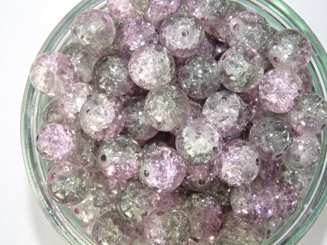 'Misty Rose' Crackle Glass Bead 10mm