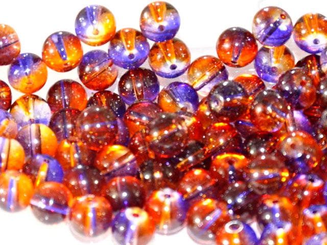 2 Tone Transparent 10mm Glass Beads 'Candlelight'