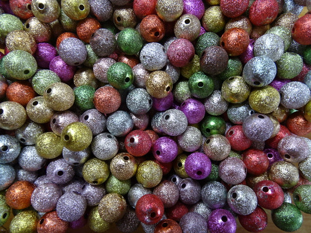 12mm Acrylic Foil Effect Beads  'Random Mix Metallics'