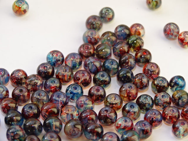 6mm Multi Toned Glass Beads  'Sienna Sky Opalite'