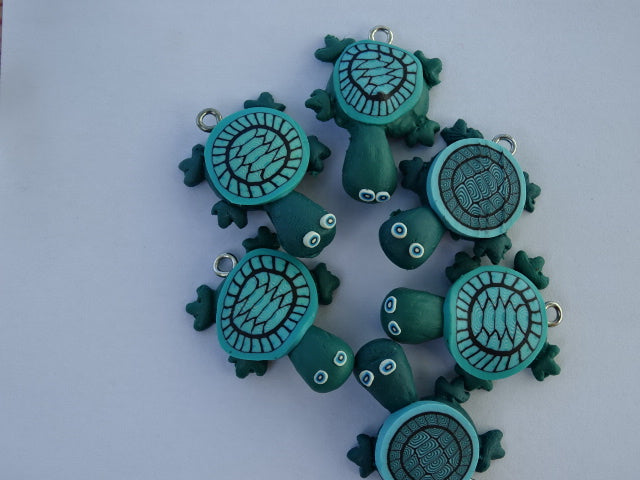 'Turtle-ley Yours'  Polymer Clay Pendant  'Fernie'