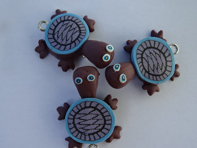 'Turtle-Ley Yours'  Polymer Clay Pendant  'Cocoa'