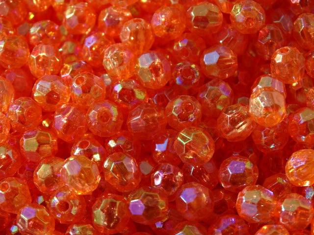 Recycled Acrylic Faceted Lightweight Beads 6mm 'AB Tangerine'