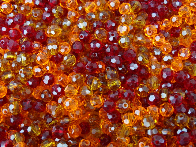 'Autumn Mix'  Multi-Faceted 6mm Glass Beads