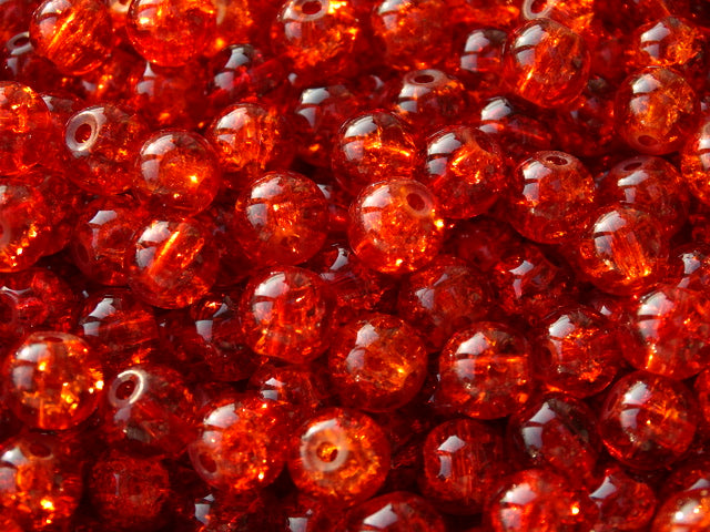 'Rich Amber'  8mm Crackle Glass Beads