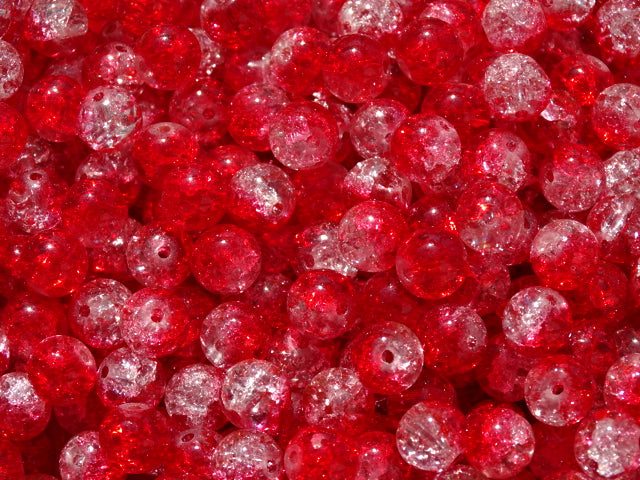 'Strawberry Daiquiri'  8mm 2 Tone Crackle Glass Beads