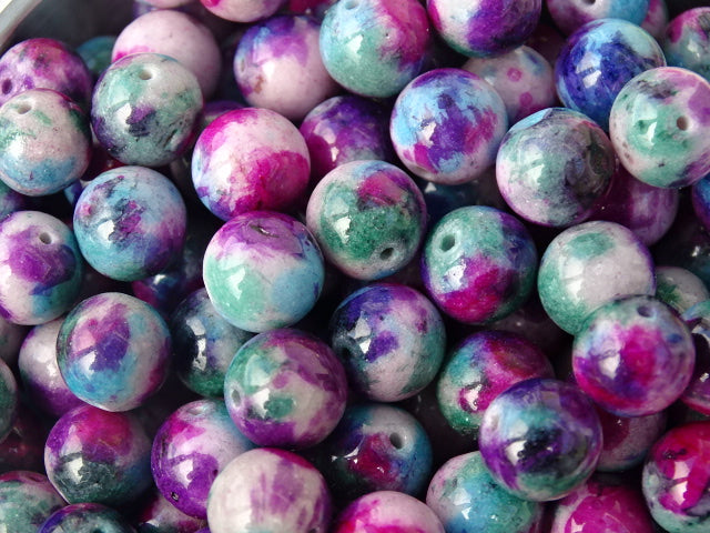 'Bonny Blueberry'  10mm Multi tone Glass Beads