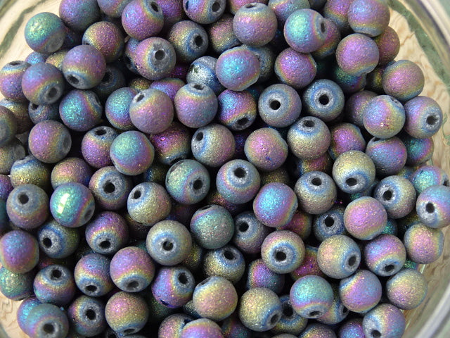 'Frosted Rainbow'  6mm Frosted Electroplated Beads