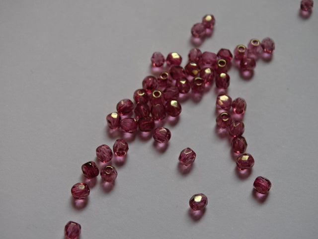 3mm  'Rose Gold'  Faceted Glass Bead