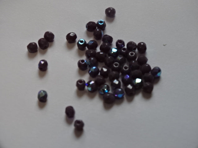 3mm Faceted Glass Beads.  'Matt Lilac AB'