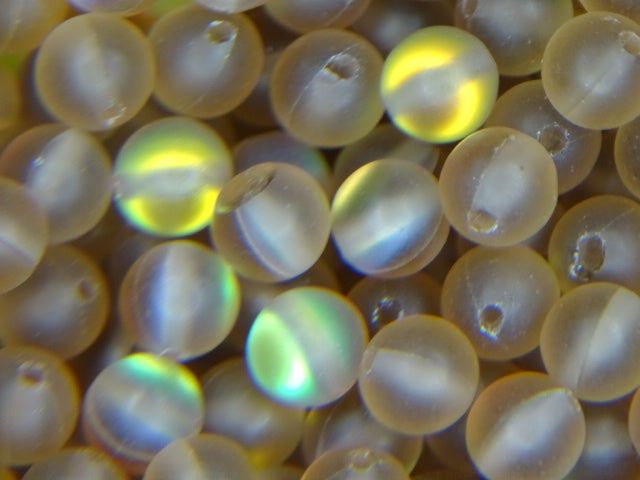 'Golden Illusion'  6mm  Synthetic Moonstone with Holographic Effect Beads