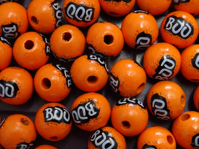 All Hallows' BOO! 16mm  Wooden Beads  16mm