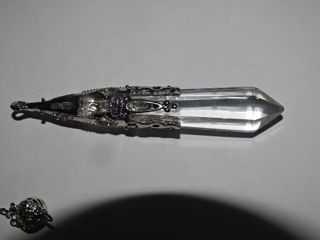 Genuine Clear Quartz Dowsing Pendulum / Pendant with Chakra Bracelet