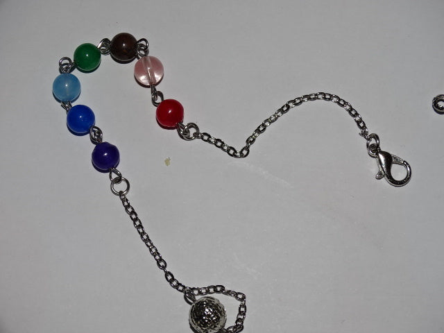 Genuine Amethyst Dowsing Pendulum / Pendant with Chakra Bracelet