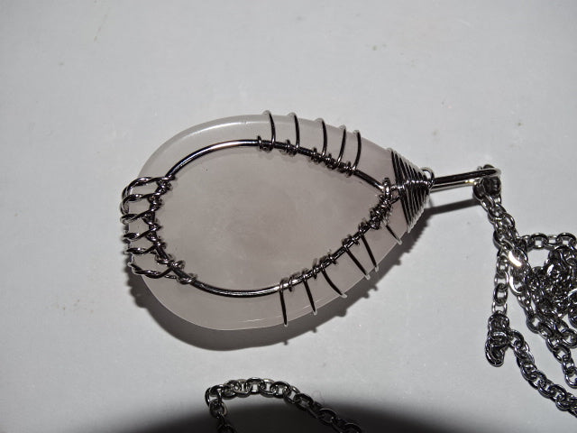 Genuine Rose Quartz Crystal Tree of Life Necklace