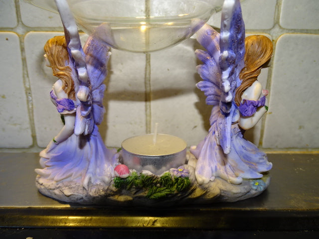 Beautiful Fairy Theme Resin and Glass Tea Light Oil Burner