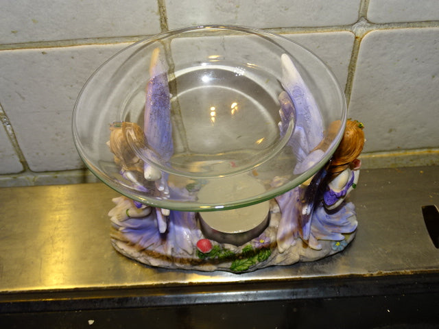 Beautiful Fairy Theme Resin and Glass Tea Light Oil Burner