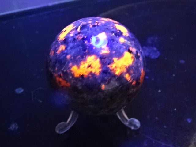 Genuine Fire Stone / Yooperlite Sphere appox 6cm Diameter with Stand