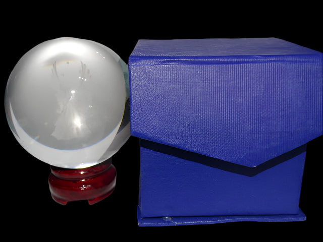 Laser Cut 'Angel Of Love'  Crystal Glass Orb   Approx 8cm Diameter