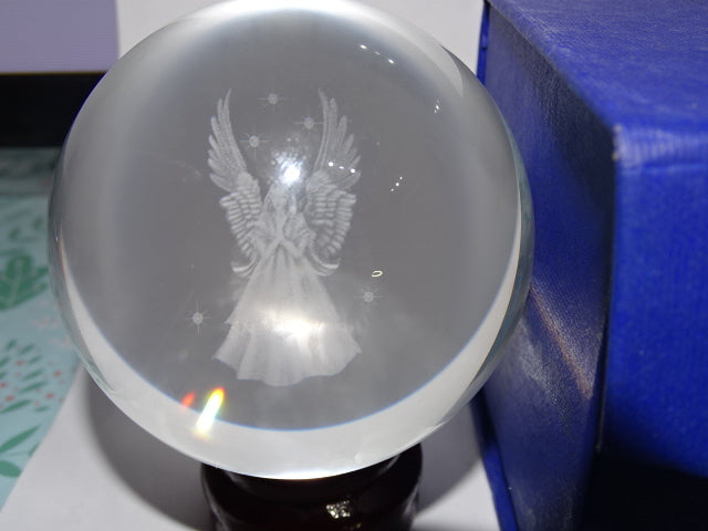Laser Cut 'Angel Of Love'  Crystal Glass Orb   Approx 8cm Diameter