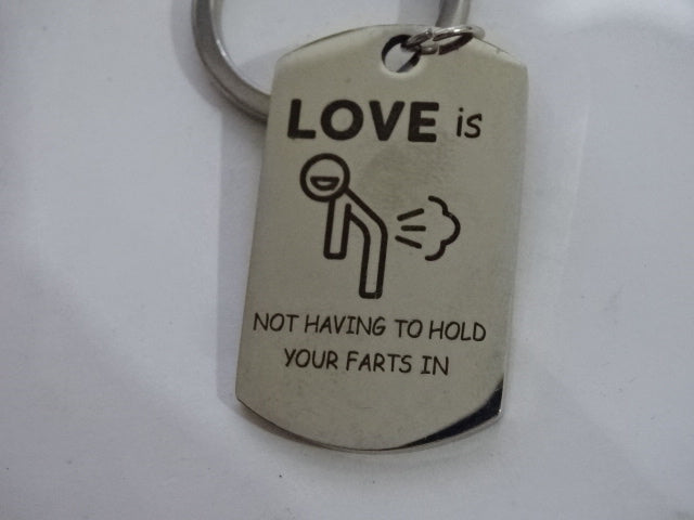 Cute 'Love Is..... Stainless Steel Keyring