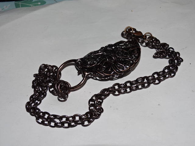 ' Dark Spirit'  Large Statement Labradorite Copper Chain Necklace