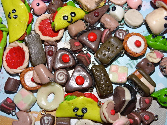 Random Mix Of Handmade Poly Clay Pendants and Charms for Jewellery Making