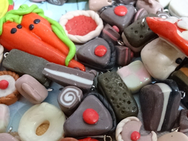 Random Mix Of Handmade Poly Clay Pendants and Charms for Jewellery Making