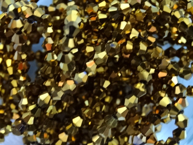 'Gold Rush!'  4mm Electroplated Glass Bicone Beads