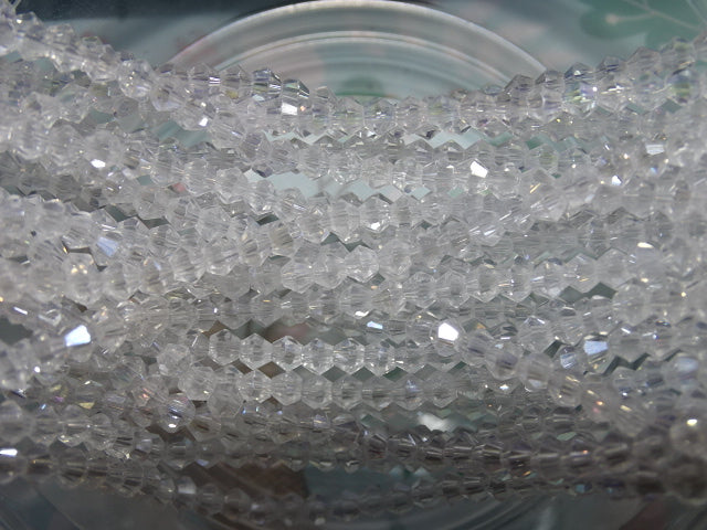 'Ice Crystal'  Ab Plated Imitation Austrian Crystal Bicones  4mm x 4mm