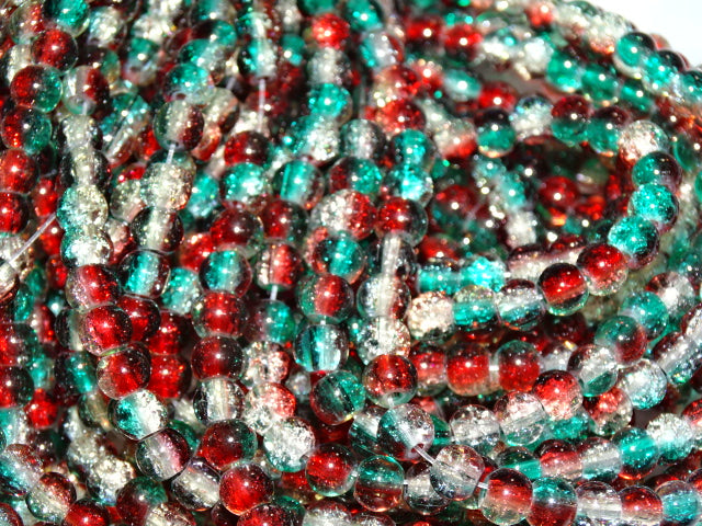 'Rowan Tree'  3 Toned Crackle Glass Beads   6mm