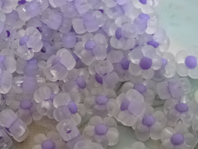 'Purple Daisy'   Frosted Acrylic Flower Shaped Beads   12x12.5x6mm, Hole: 2.5mm