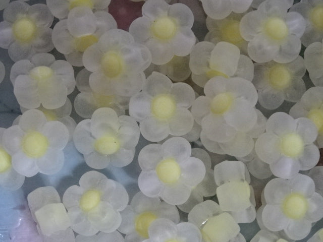 'Yellow Daisy'  Frosted Acrylic Flower Shaped Beads  12x12.5x6mm, Hole: 2.5mm