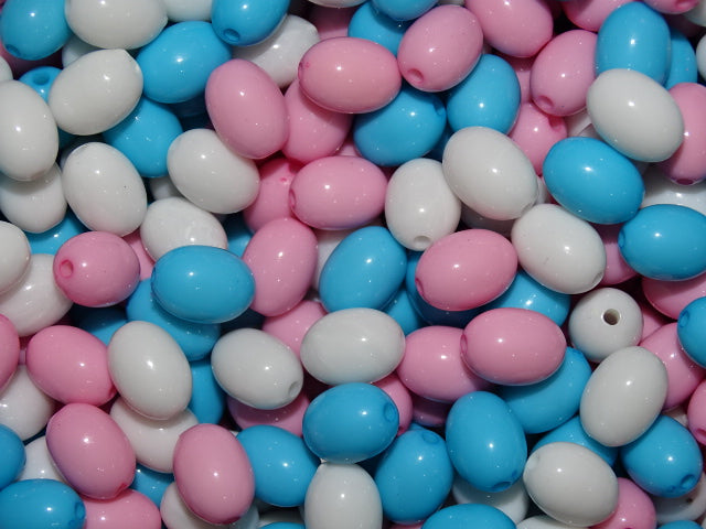 'Random Acrylic Opaque Multi Coloured Egg  Mix'     12x9mm, Hole: 2mm