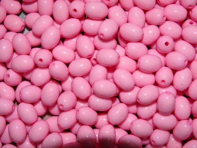 'Pink Candy'  Opaque Egg Shaped Acrylic Beads   12x9mm, Hole: 2mm,