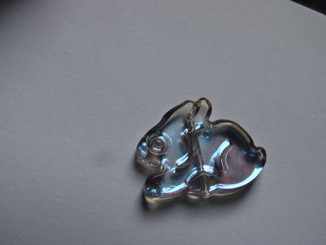 Borealis Bunnies Ab Coated Shaped Glass Beads  14.5 x 19.3.5mm