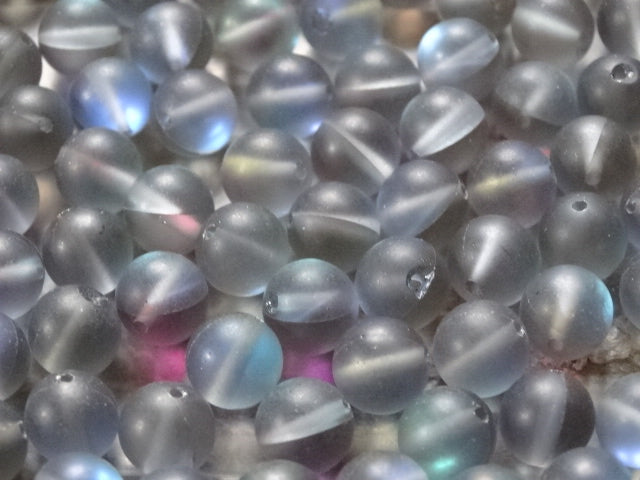 'Sparkling Slate'  8mm Holographic Effect Frosted Glass Beads 8mm
