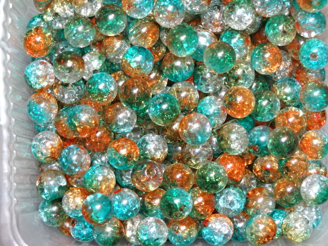 'Mediterranean'   8mm 3 Toned Acrylic Crackle Beads