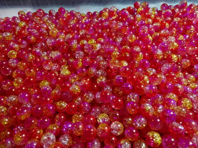 'Fantasy Fire'   8mm  3 Toned Acrylic Crackle Beads
