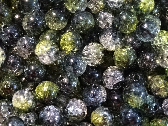 'Deep Moss'  3 Toned  8mm Acrylic Crackle Beads