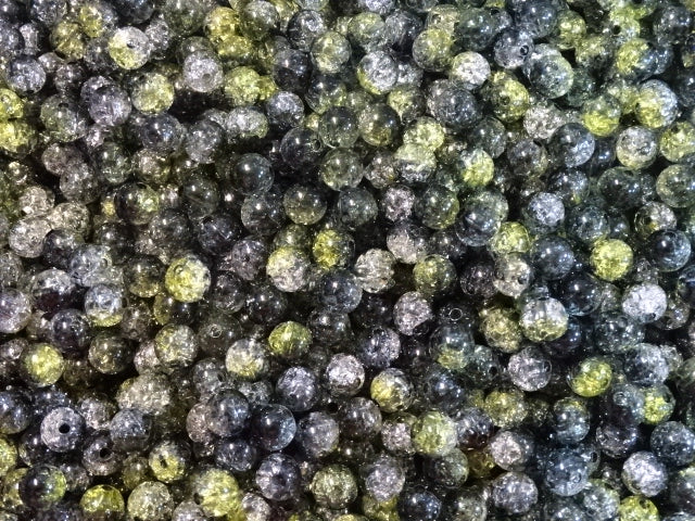 'Deep Moss'  3 Toned  8mm Acrylic Crackle Beads