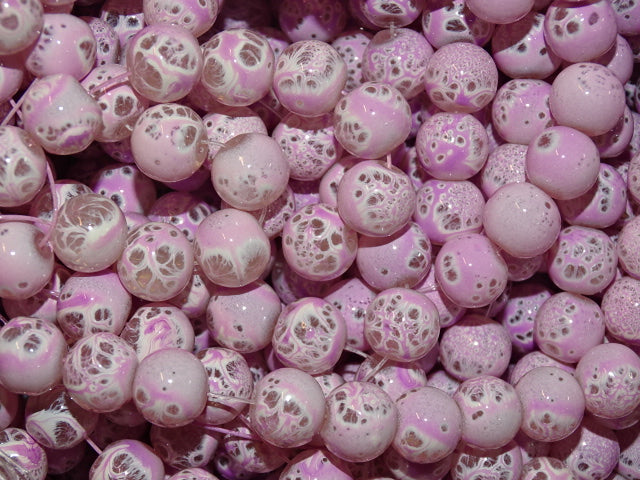 'Pink Candy'  10mm 2 Tone Glass Beads