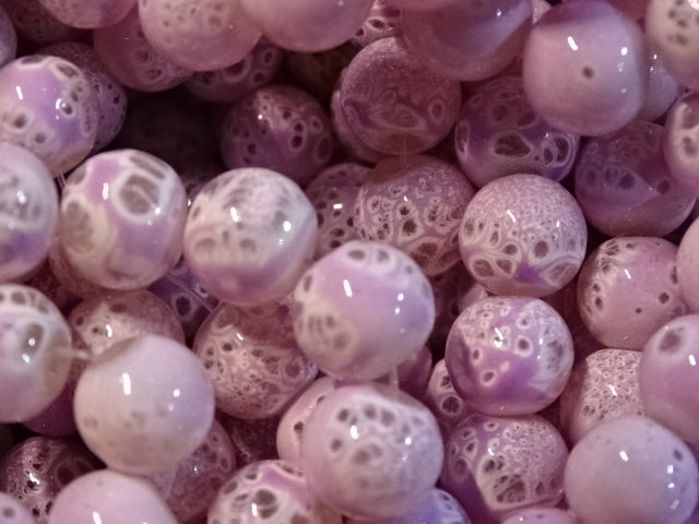 'Pink Candy'  10mm 2 Tone Glass Beads